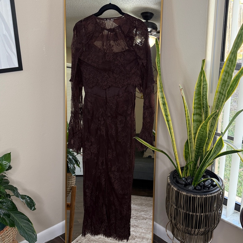 HOUSE OF CB 'Larra' Bitter Chocolate Lace Corset Midi Dress & Bolero NWOT - Picture 10 of 12
